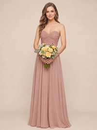 Strapless Pleated Chiffon A-Line Bridesmaid Dress