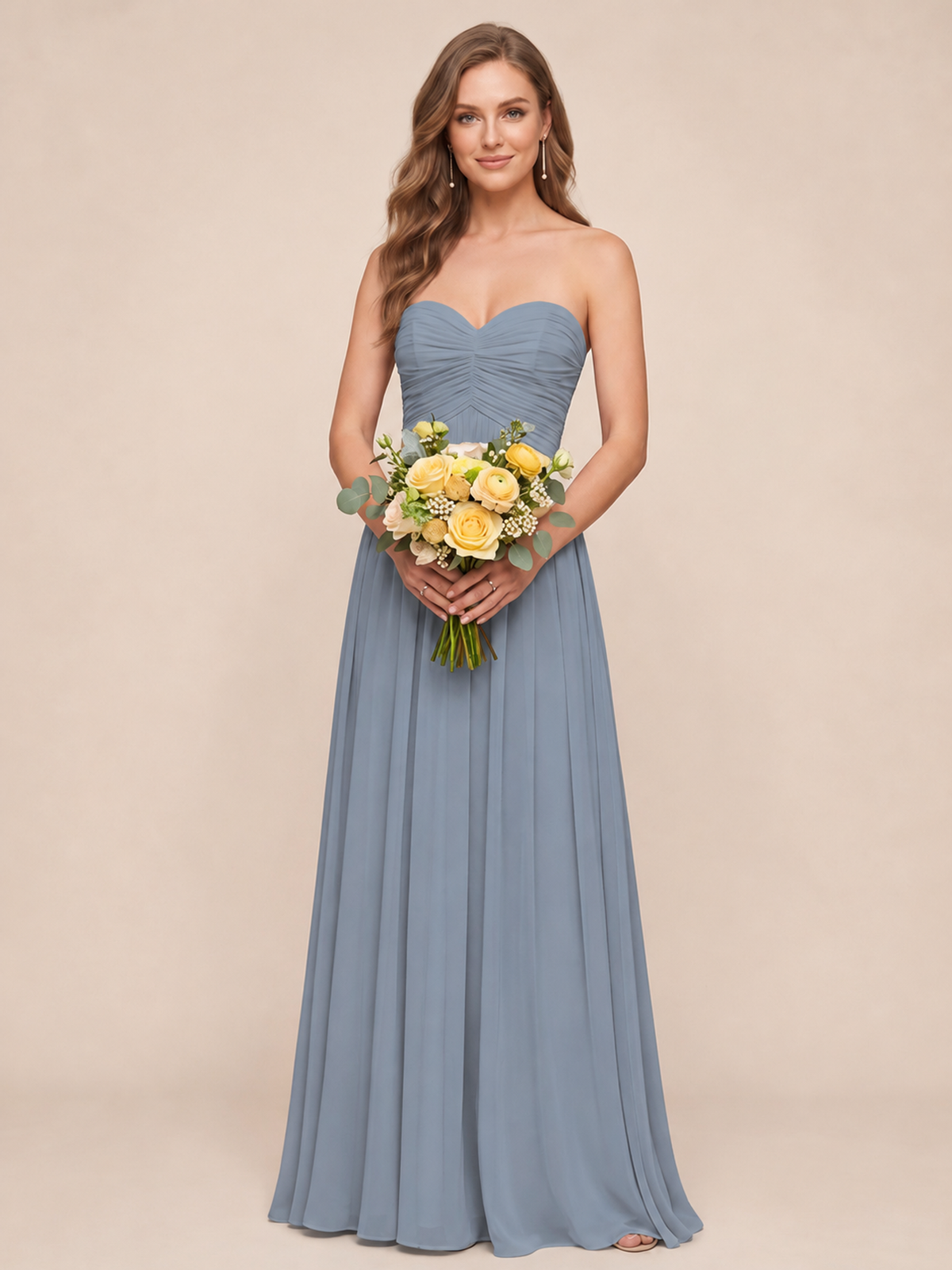 Strapless Pleated Chiffon A-Line Bridesmaid Dress