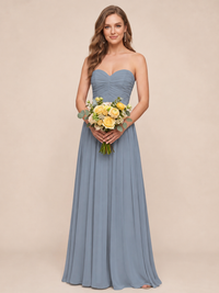 Strapless Pleated Chiffon A-Line Bridesmaid Dress