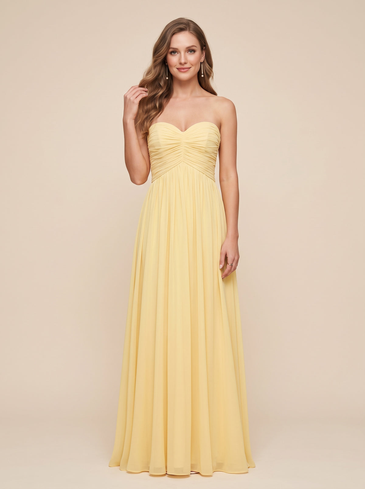 Strapless Pleated Chiffon A-Line Bridesmaid Dress