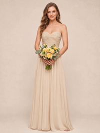 Strapless Pleated Chiffon A-Line Bridesmaid Dress
