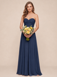 Strapless Pleated Chiffon A-Line Bridesmaid Dress
