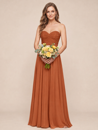 Strapless Pleated Chiffon A-Line Bridesmaid Dress