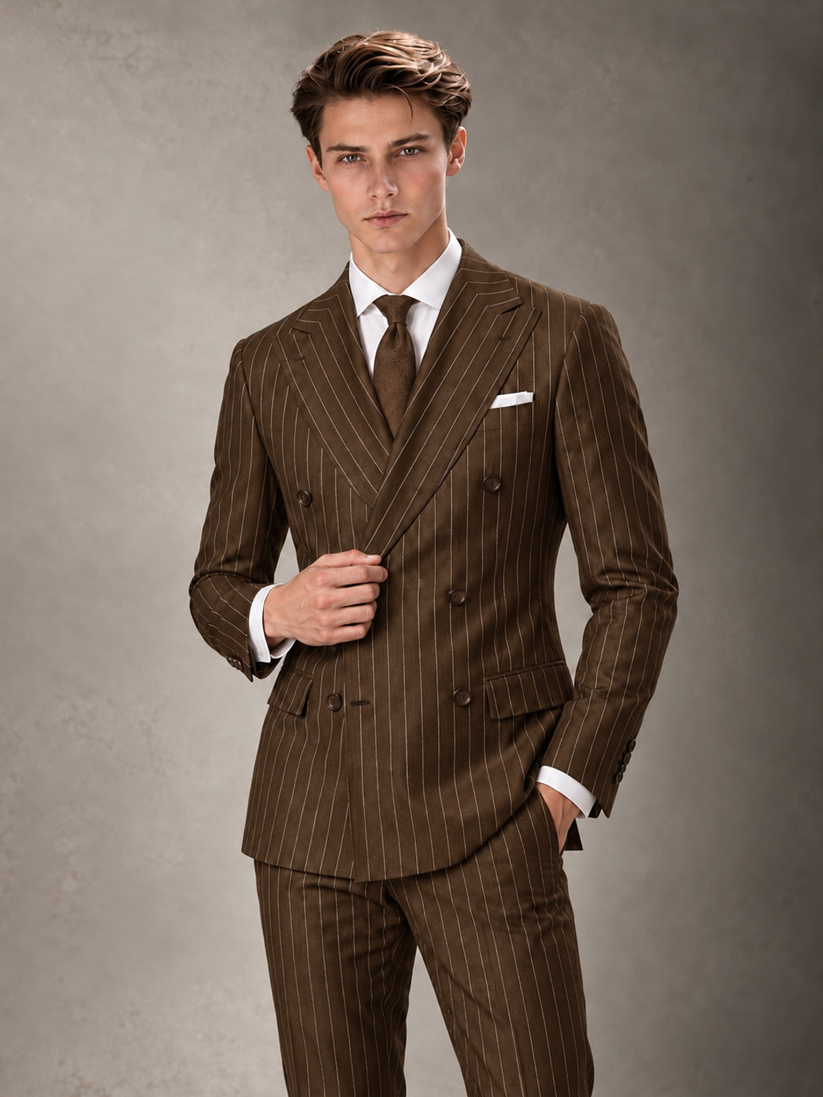 Double Breasted Pinstripe Men's Suit 2 Piece (Jacket & Pants) for Wedding & Formal Prom