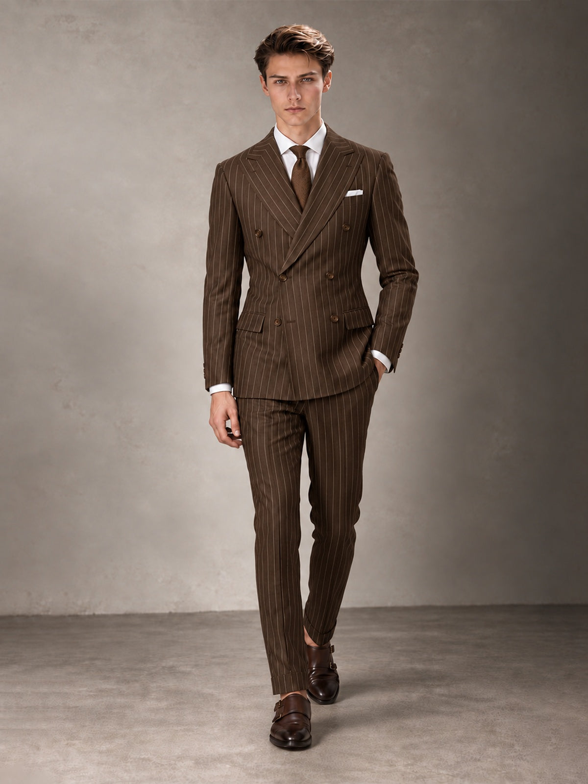 Double Breasted Pinstripe Men's Suit 2 Piece (Jacket & Pants) for Wedding & Formal Prom