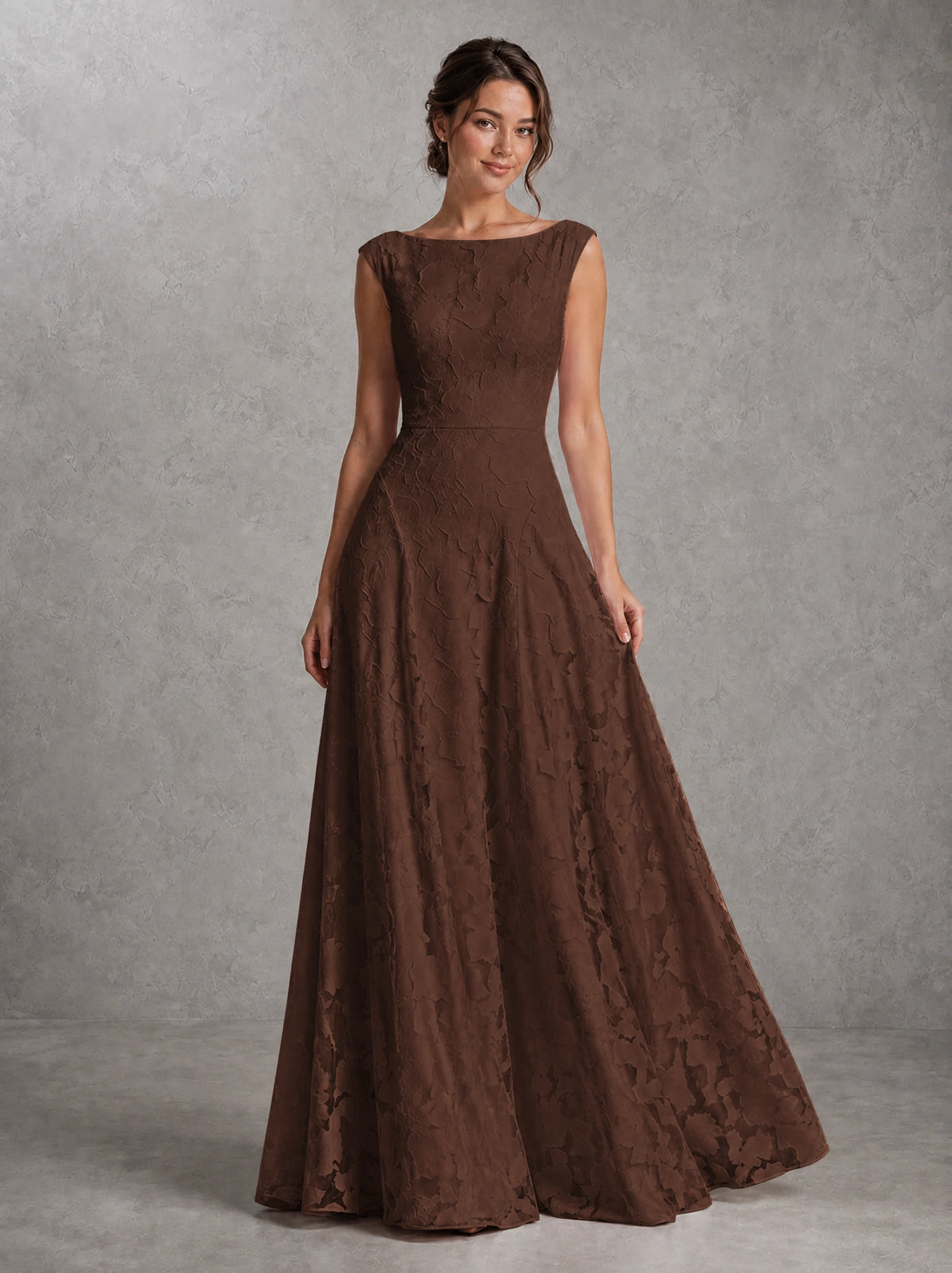 Blush Pink Lace Applique A-Line Bridesmaid Dress