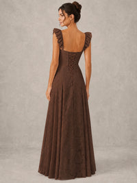 Jacquard Square Neck A-Line Maxi Dress