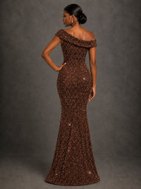 Sequin Off Shoulder Mermaid Prom Dress