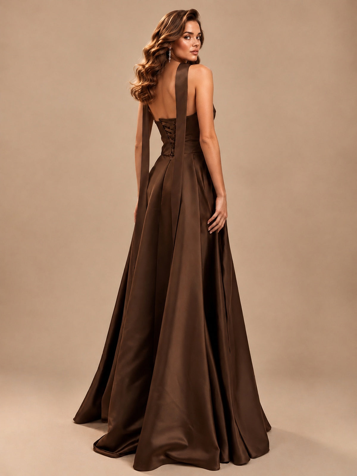 Strapless Prom Dress Side High Slit A-line Formal Dress with Scarf