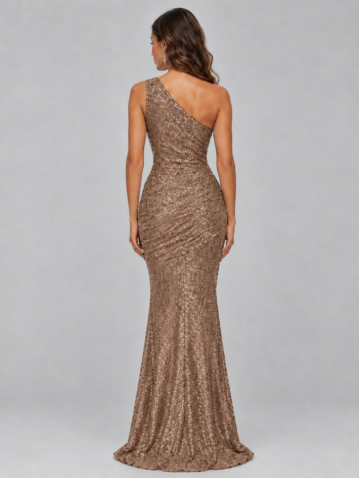 Sequin Mermaid One Shoulder Prom Dress Long formal Gown