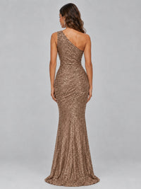 Sequin Mermaid One Shoulder Prom Dress Long formal Gown