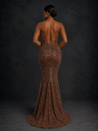 Sequin Mermaid Prom Dress with Floral Applique