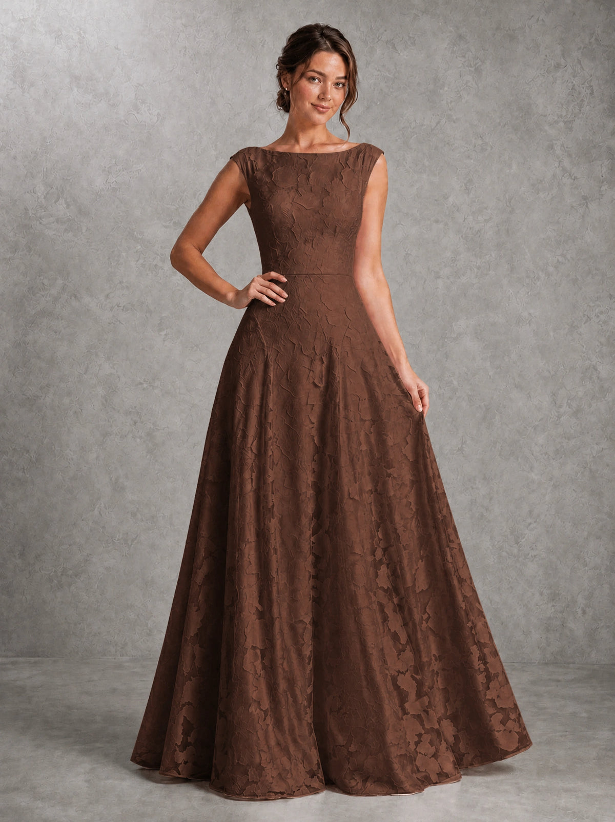 Blush Pink Lace Applique A-Line Bridesmaid Dress