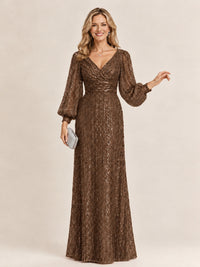 Sparkle Sequin Mother of The Bride Dresses with Long Sleeves