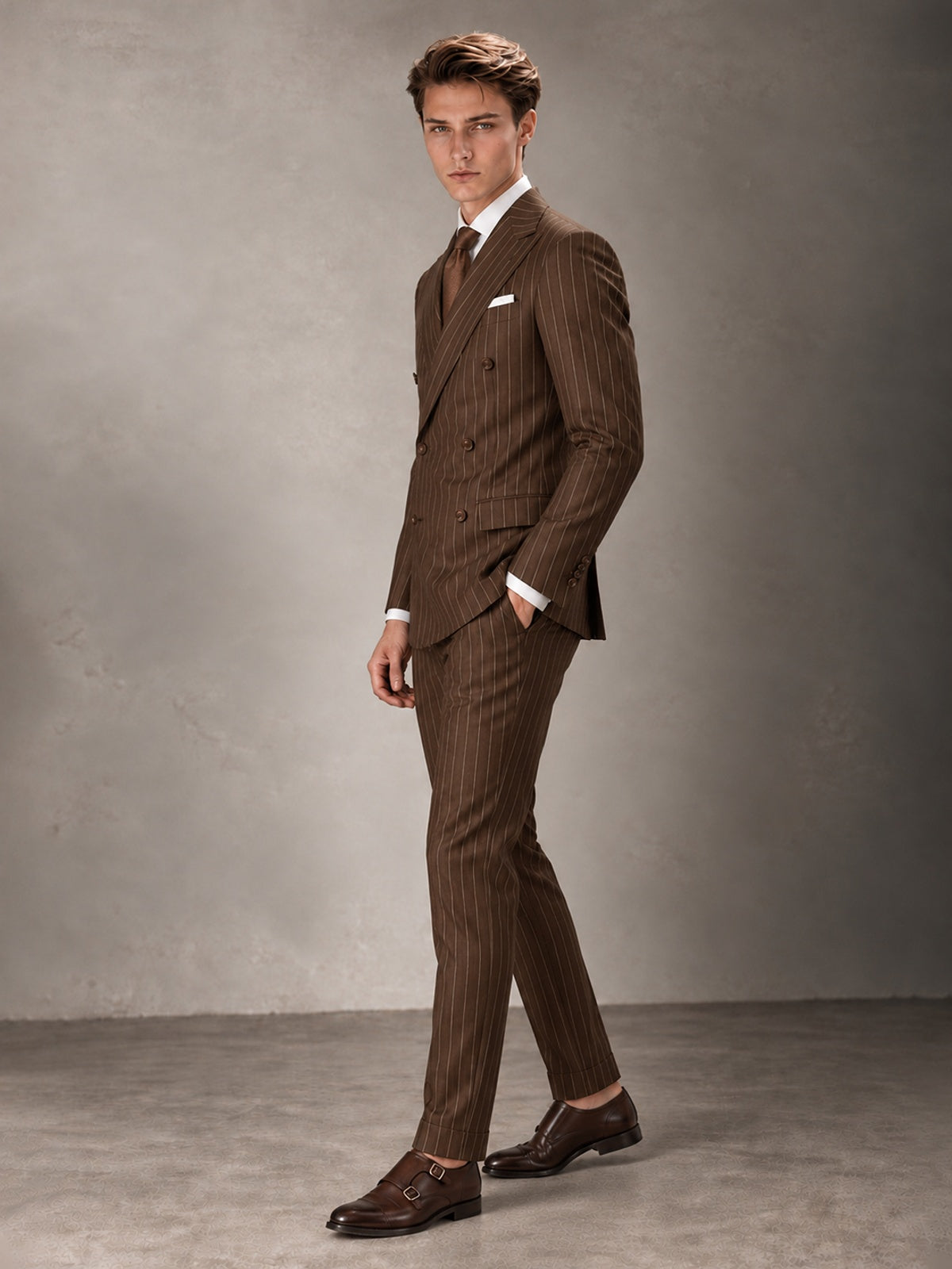 Double Breasted Pinstripe Men's Suit 2 Piece (Jacket & Pants) for Wedding & Formal Prom