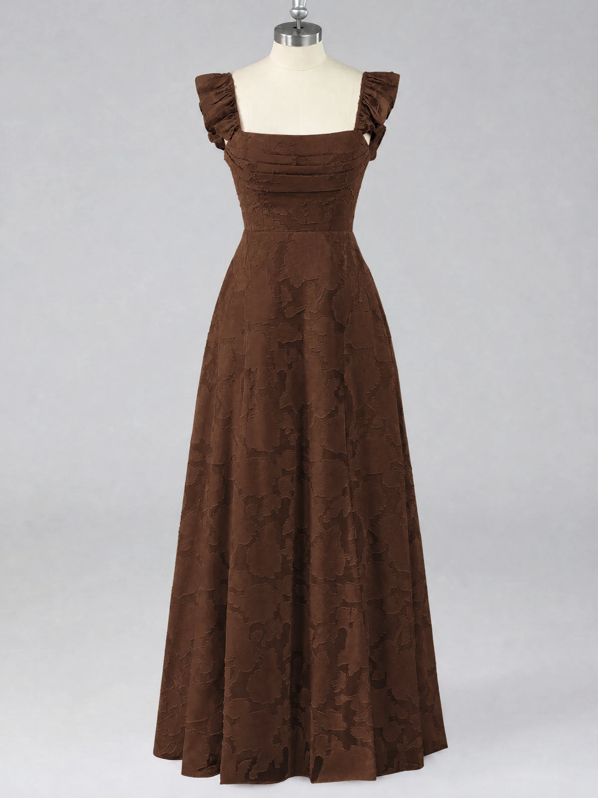 Jacquard Square Neck A-Line Maxi Dress