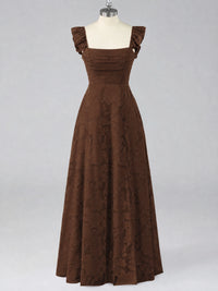 Jacquard Square Neck A-Line Maxi Dress