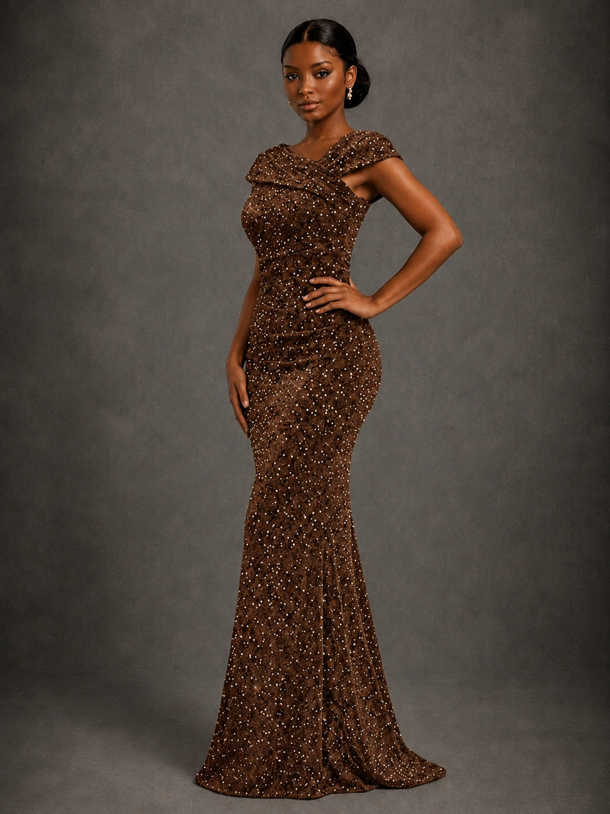 Sequin Off Shoulder Mermaid Prom Dress