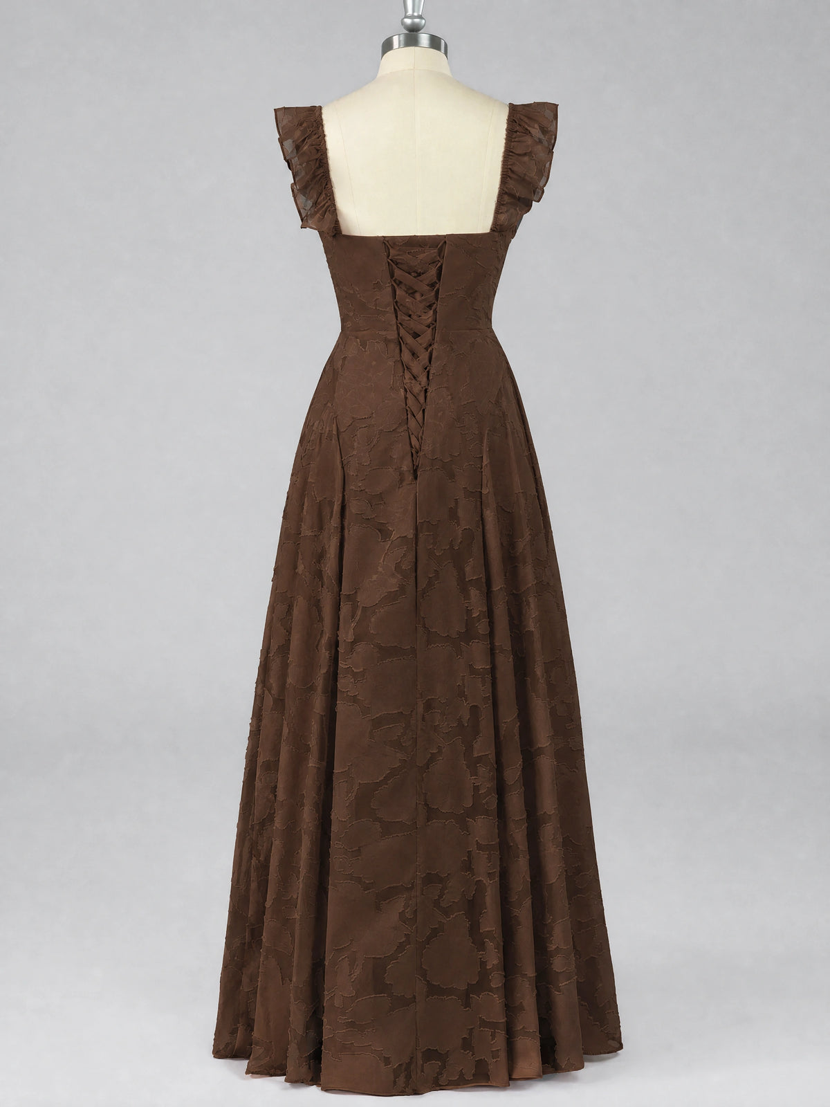 Jacquard Square Neck A-Line Maxi Dress