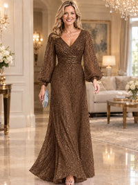 Sparkle Sequin Mother of The Bride Dresses with Long Sleeves