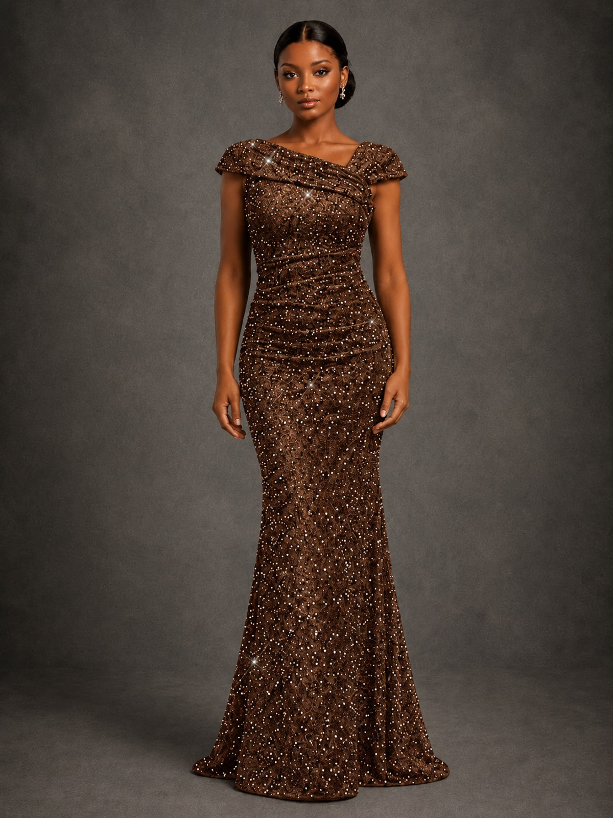 Sequin Off Shoulder Mermaid Prom Dress