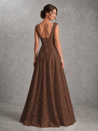 Blush Pink Lace Applique A-Line Bridesmaid Dress