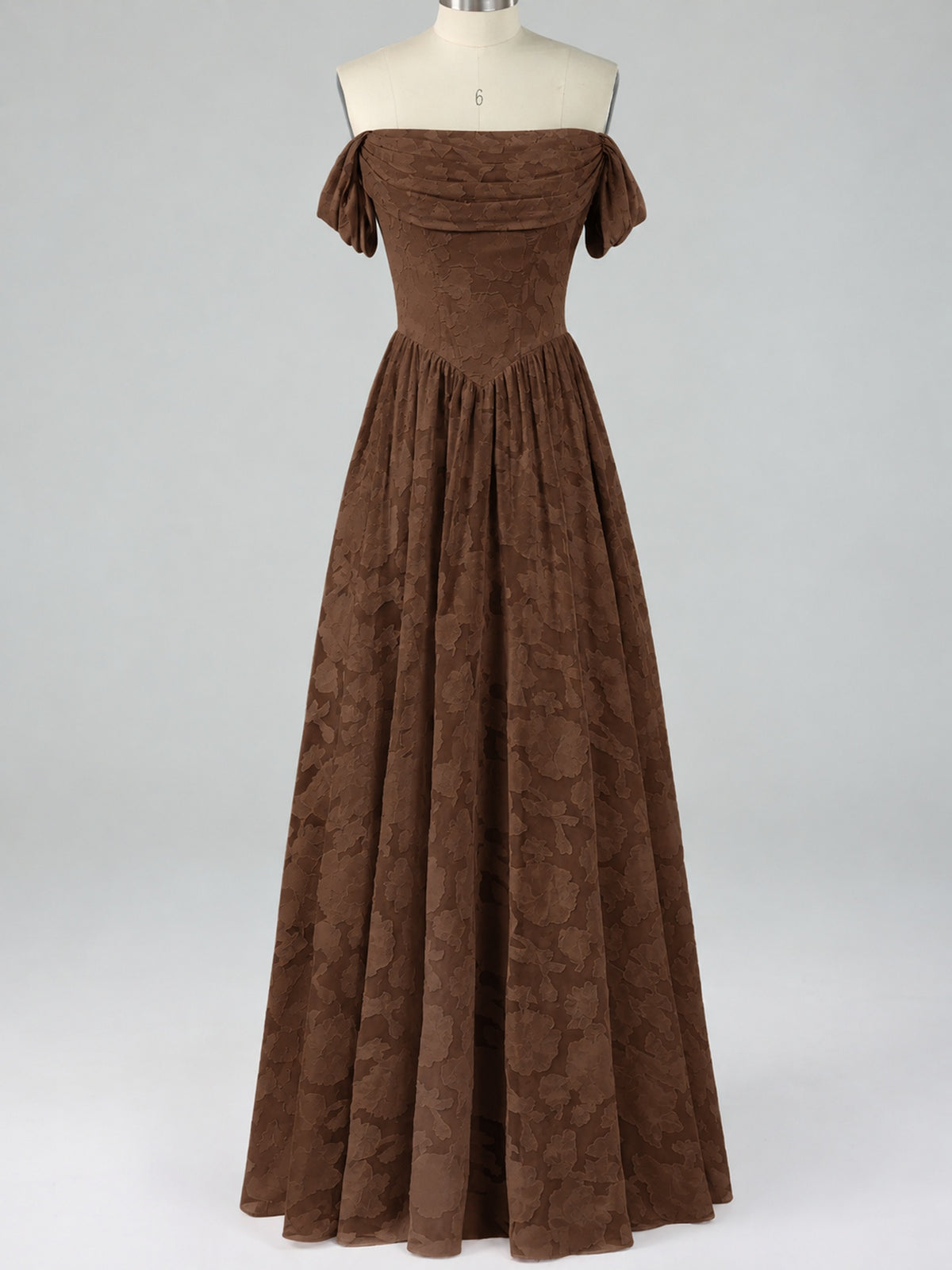 Off Shoulder Jacquard A-Line Maxi Dress