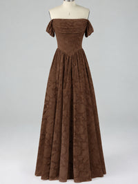 Off Shoulder Jacquard A-Line Maxi Dress