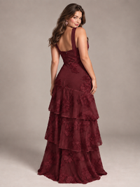 Hot Pink Halter Floral Applique Maxi Dress