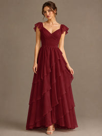 Ruffle Tiered V Neck Maxi Dress