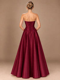 Blush Pink Strapless Satin A-Line Prom Dress with Ruched Bodice