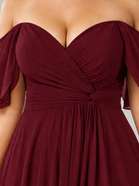 Off Shoulder Chiffon Bridesmaid Dress with Slit