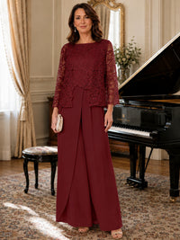 Elegant 3-Piece Chiffon Mother of the Bride Pantsuit with Floral Applique Jacket