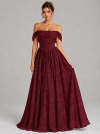 Off Shoulder Jacquard A-Line Maxi Dress