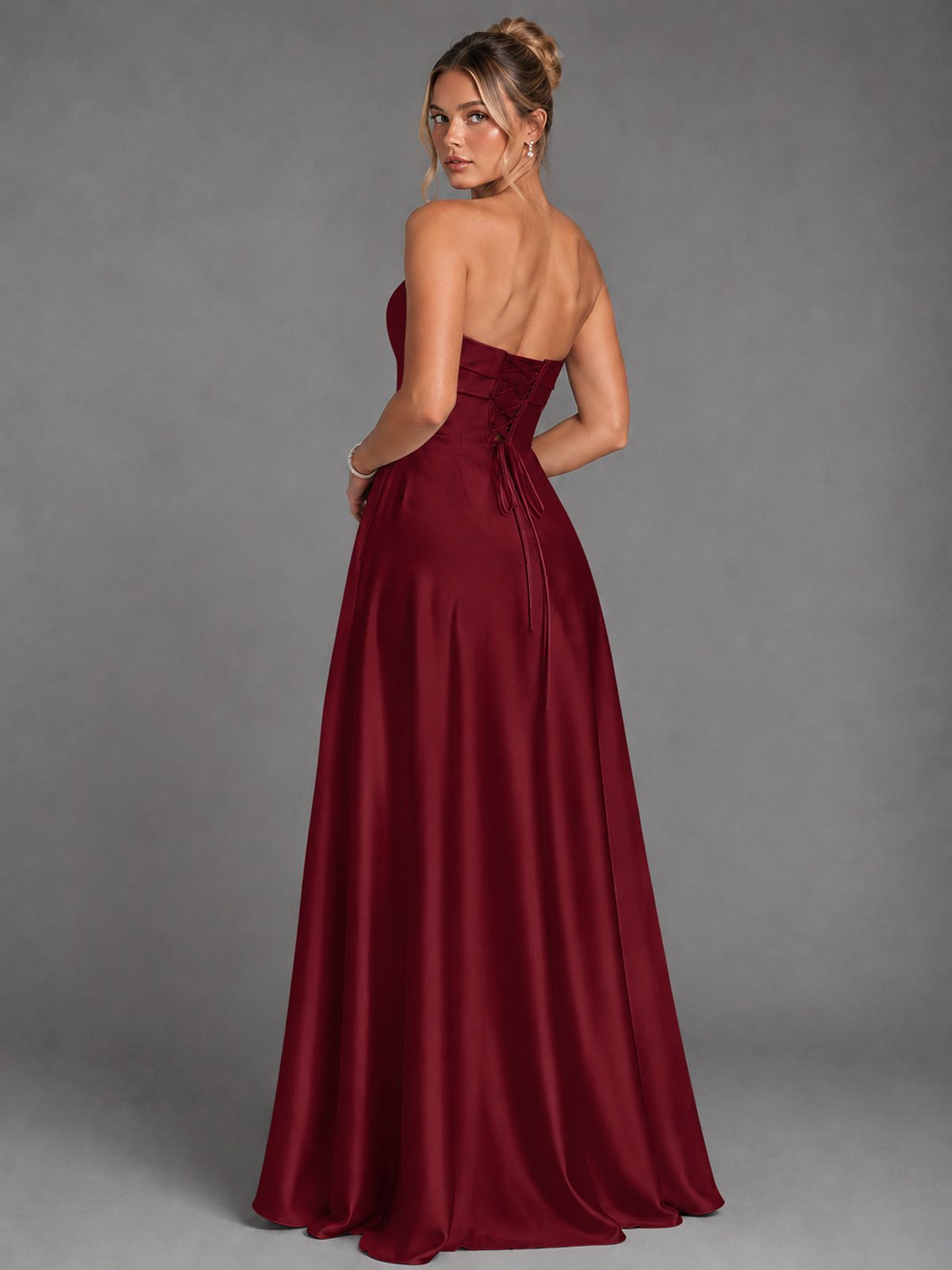 Sweetheart Neck Strapless Satin A-Line Prom Dress
