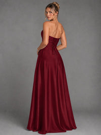 Sweetheart Neck Strapless Satin A-Line Prom Dress