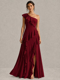 Sage Green One Shoulder Ruffle Bridesmaid Dress