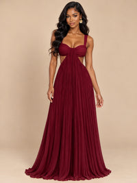 Butter Yellow Pleated Cutout Maxi Dress