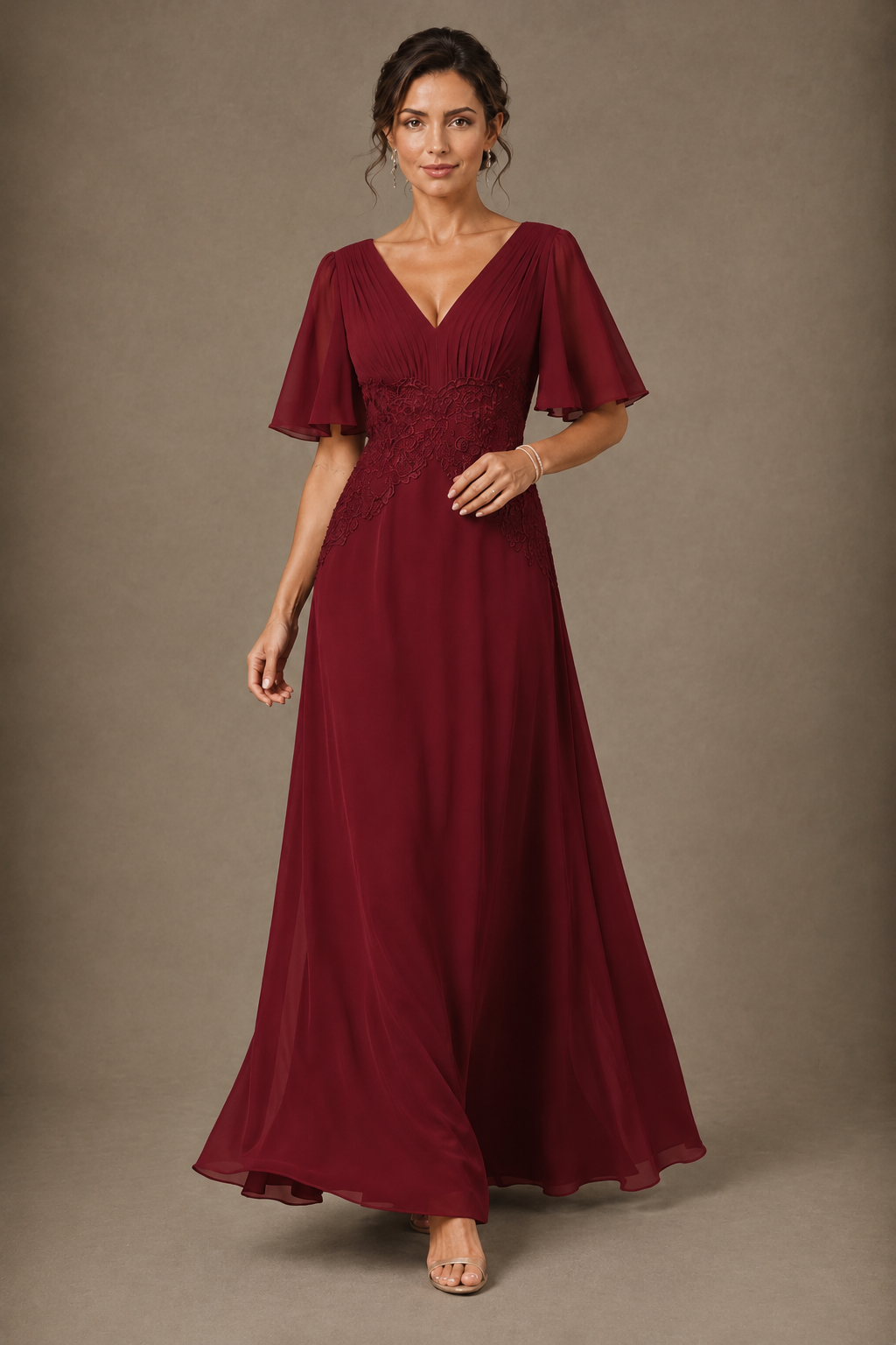 A-Line Chiffon Mother of the Bride Dress with Applique