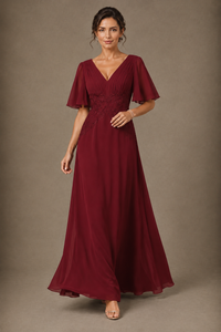 A-Line Chiffon Mother of the Bride Dress with Applique