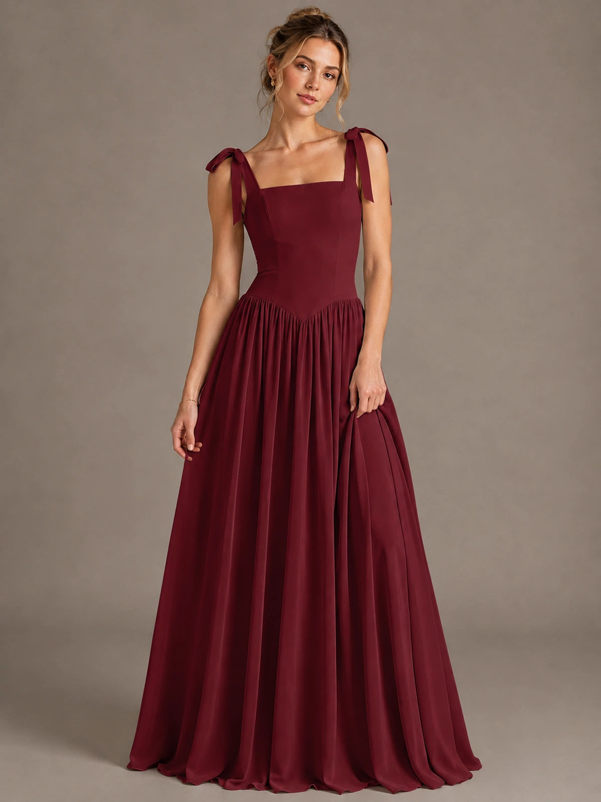 Square Neck A-Line Maxi Dress