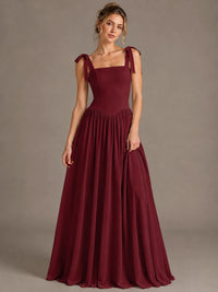 Square Neck A-Line Maxi Dress