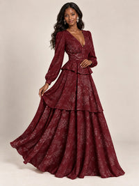 Blush Pink Floral Long Sleeve Maxi Dress