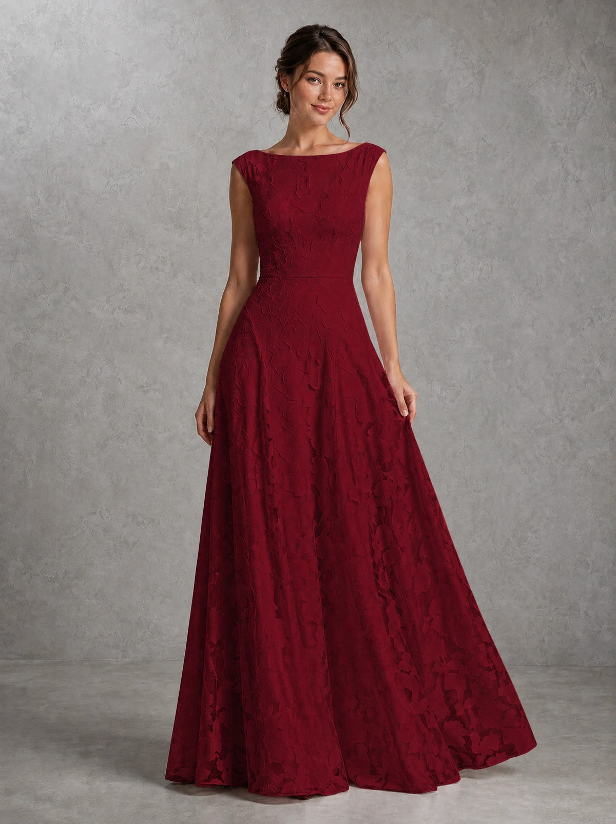 Blush Pink Lace Applique A-Line Bridesmaid Dress
