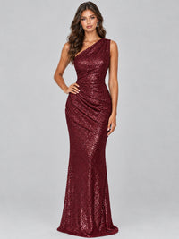 Sequin Mermaid One Shoulder Prom Dress Long formal Gown