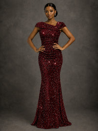 Sequin Off Shoulder Mermaid Prom Dress