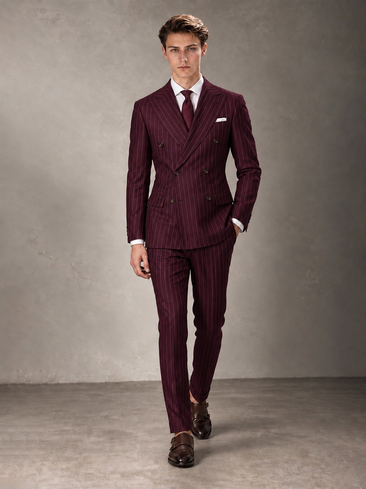 Double Breasted Pinstripe Men's Suit 2 Piece (Jacket & Pants) for Wedding & Formal Prom