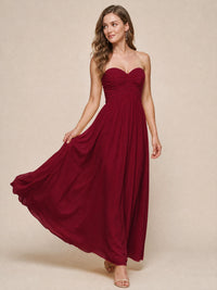 Strapless Pleated Chiffon A-Line Bridesmaid Dress