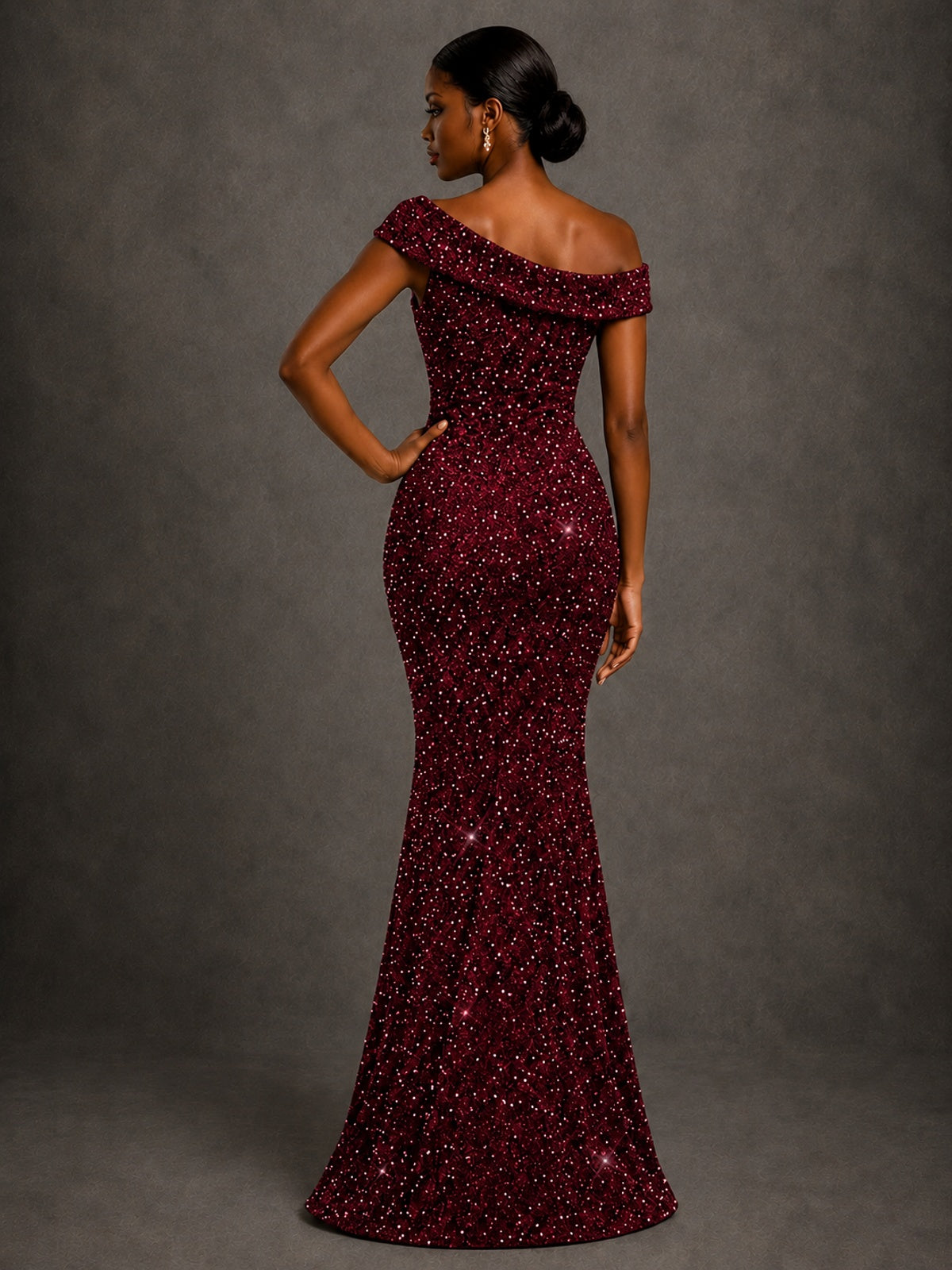 Sequin Off Shoulder Mermaid Prom Dress