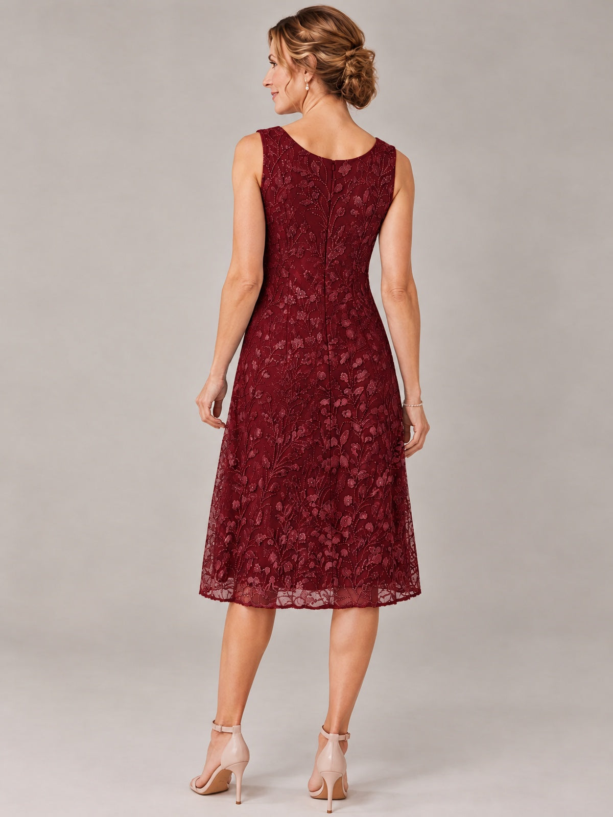 Tea Length Sequin Lace Mother of The Bride Dress with Chiffon Jacket